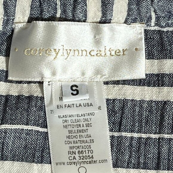 Corey Lynn Calter Anthropologie Maxi Skirt Cotton/Linen Navy Stripe Sm Coastal - Picture 5 of 6